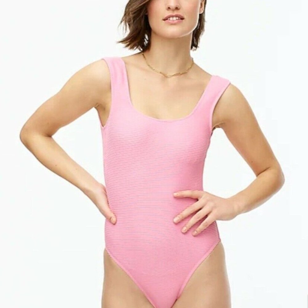 JCrew Women Swimwear Rib square-neck one-piece Size 12
